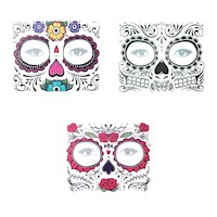 Set x 3 Stickers Tatuajes Temporales Catrina disfraz Halloween